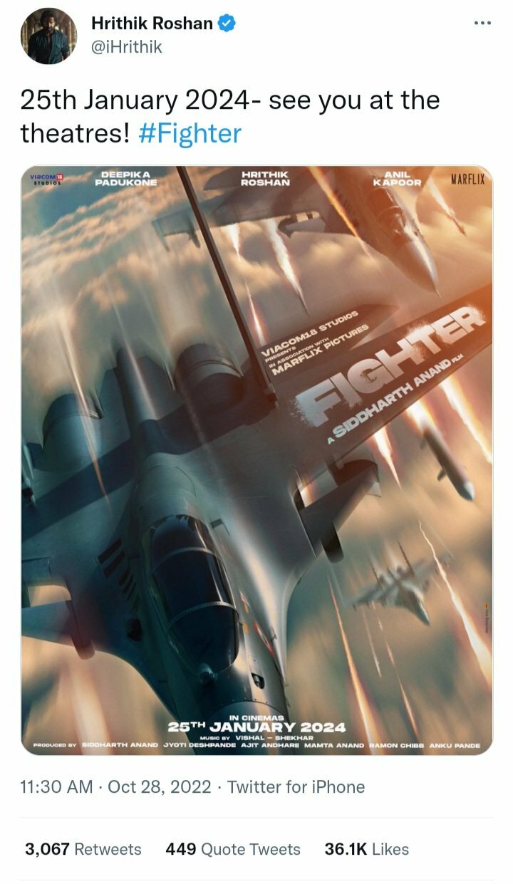 Siddharth Anand and Hrithik Roshan start the Fighter filming: "And it starts..."