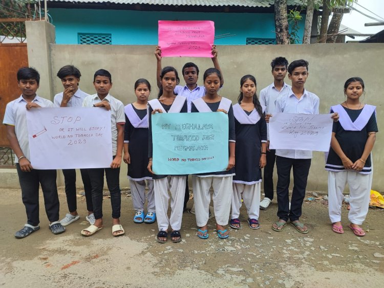 Meghalaya: Mahendraganj's Captain Manik Das School students took to the streets to raise awareness on tobacco