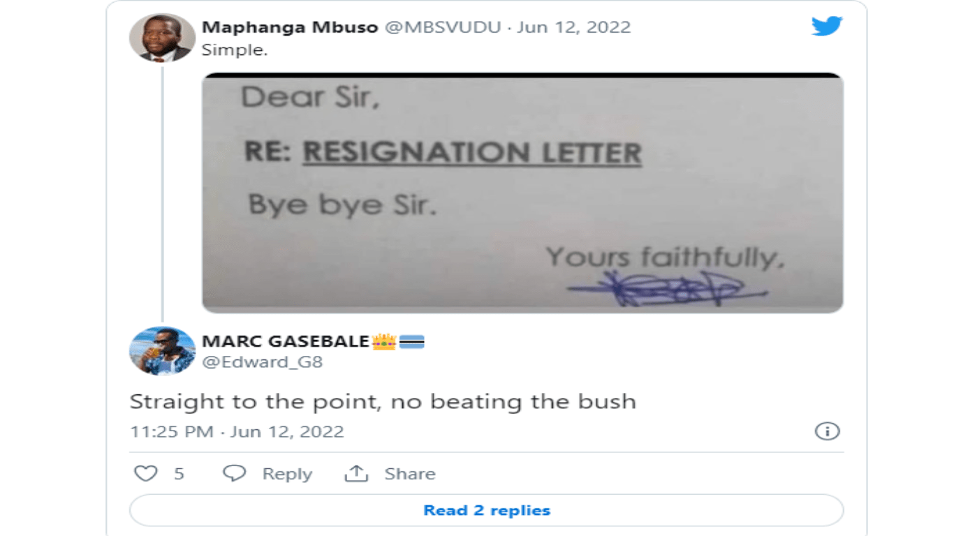 One can't stop laughing at this hilarious resignation letter of three words