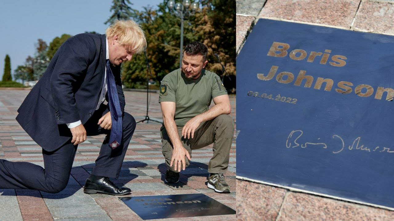 U.K President Boris Johnson Receive An Awarded On "Walk Of The Brave" After Polish President Andrzej Duda
